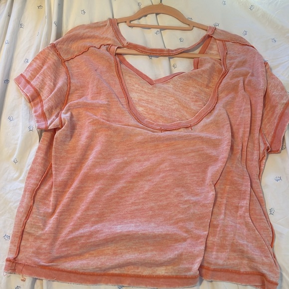 Free People We The Free All Mine Open Back Tee in Coral - Picture 4 of 5